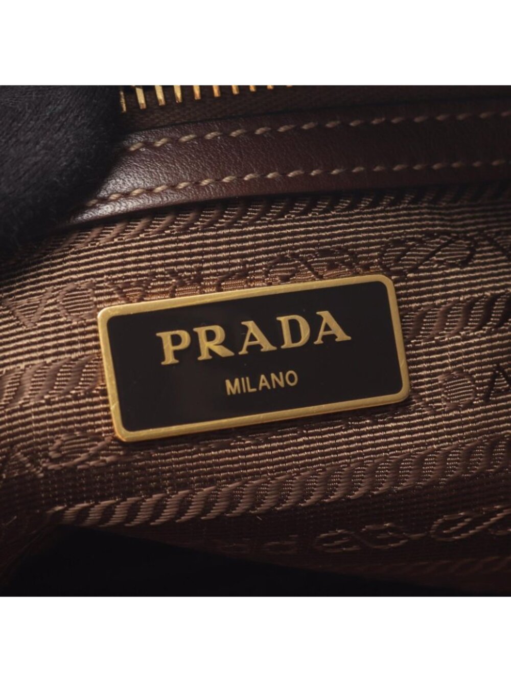 ★SOLD★ Prada Handbag Logo Jacquard 2-Way Beige Brown - Picture 4 of 8